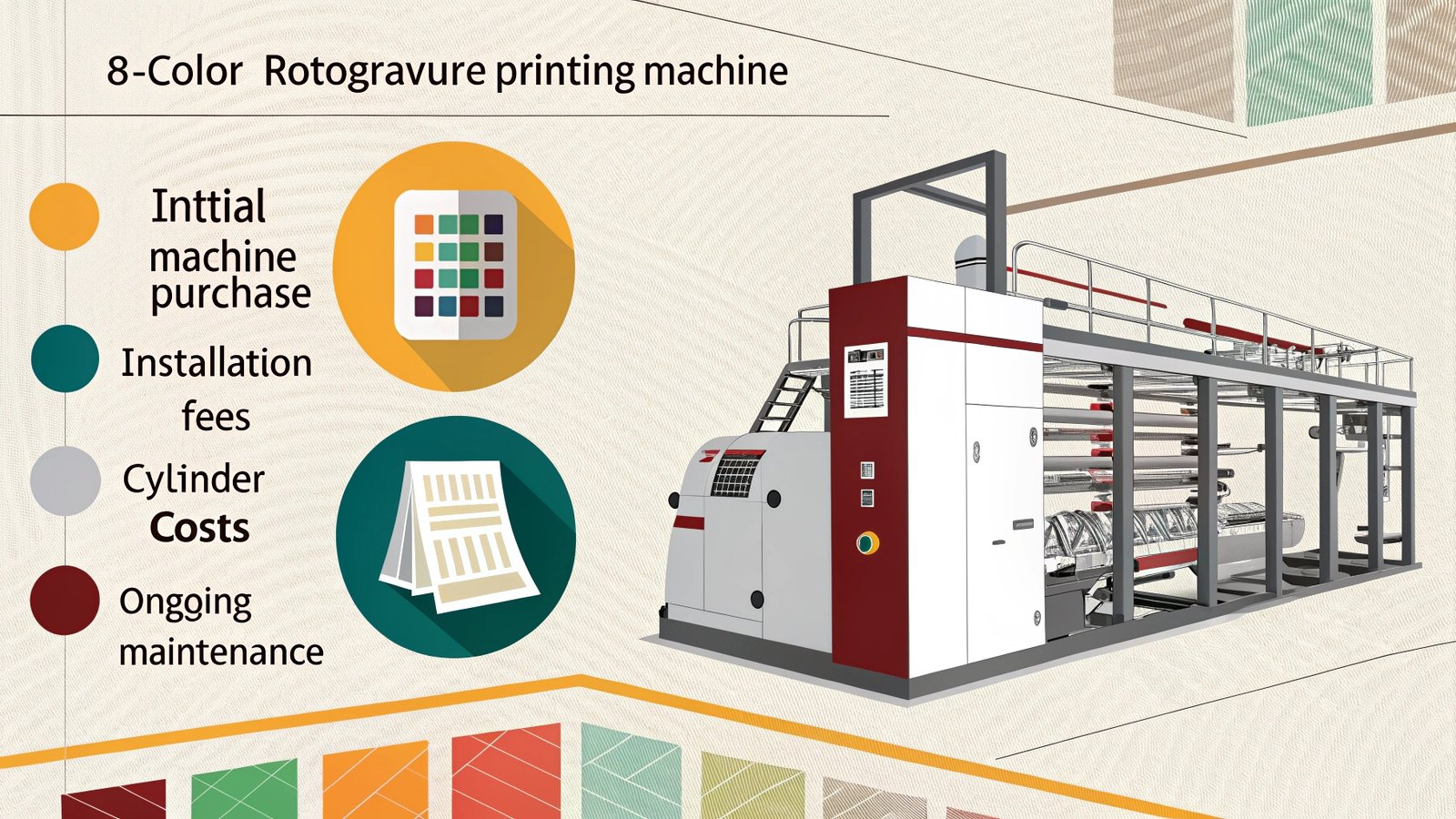 8-color rotogravure printing machine in operation